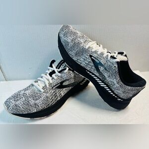 Brooks Black and White Knit Pattern Running Shoes